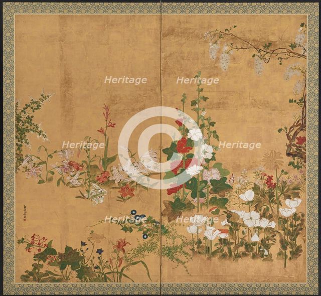 Flowers, Edo period, early-mid 18th century. Creator: Watanabe Shiko.