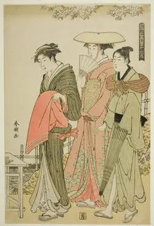 Flowers, from the series "Snow, Moon, and Flowers of the Floating World (Ukiyo..., c. 1784/85. Creator: Katsukawa Shuncho
