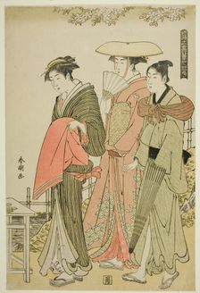 Flowers, from the series "Snow, Moon, and Flowers of the Floating World (Ukiyo..., c. 1784/85. Creator: Katsukawa Shuncho