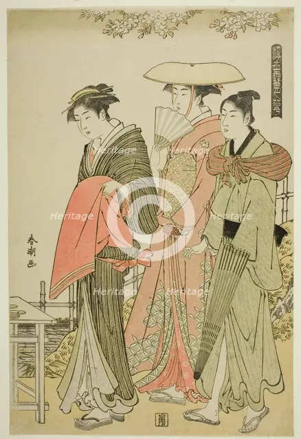 Flowers, from the series "Snow, Moon, and Flowers of the Floating World (Ukiyo..., c. 1784/85. Creator: Katsukawa Shuncho.