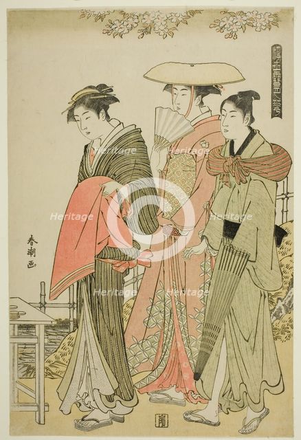 Flowers, from the series "Snow, Moon, and Flowers of the Floating World (Ukiyo..., c. 1784/85. Creator: Katsukawa Shuncho.