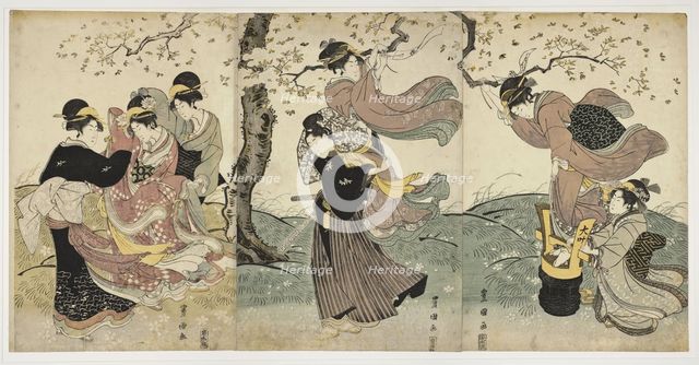 Flowers in the Wind, c. 1797-1800. Artist: Toyokuni, Utagawa (1769-1825)