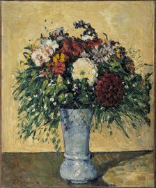 Flowers in a blue vase, 1874. Creator: Paul Cezanne