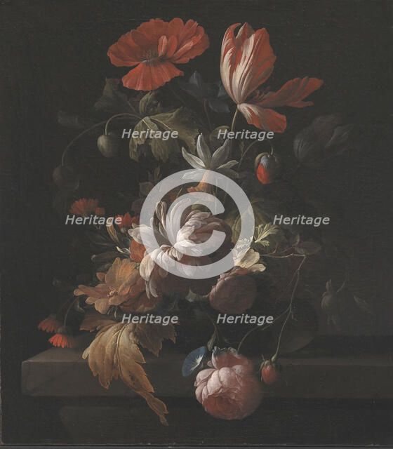 Flowers in a Bowl, 1672-1708. Creator: Elias Van Den Broeck.