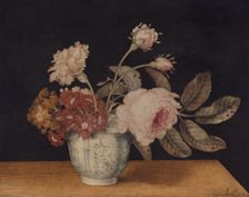 Flowers in a Delft Jar, 1663. Creator: Alexander Marshal