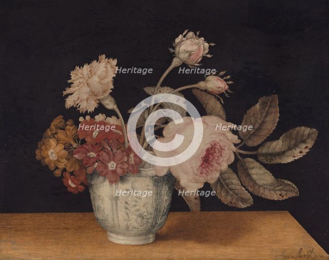 Flowers in a Delft Jar, 1663. Creator: Alexander Marshal.