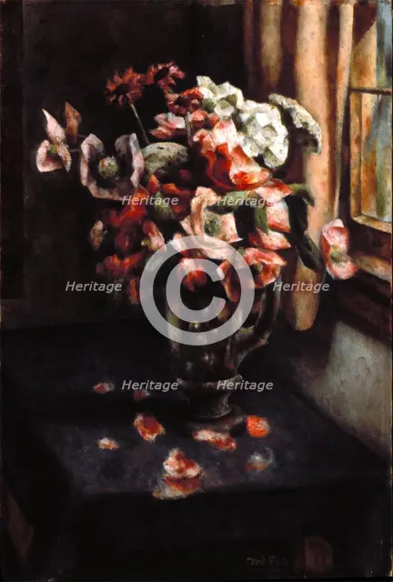 Flowers in a Glass Vase, 1927. Creator: Henry Lee McFee.