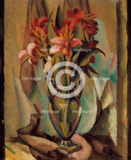 Flowers in a Handled Vase, between c1919 and c1922. Creator: Edward Middleton Manigault.