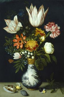 Flowers in a porcelain vase, c1600. Artist: Ambrosius Bosschaert the Elder