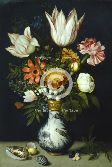  Flowers in a porcelain vase, c1600. Artist: Ambrosius Bosschaert the Elder