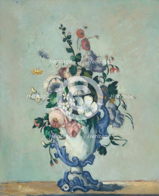 Flowers in a Rococo Vase, c. 1876. Creator: Paul Cezanne.
