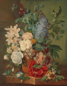 Flowers in a Terra Cotta Vase, 1810-1824. Creator: Albertus Jonas Brandt