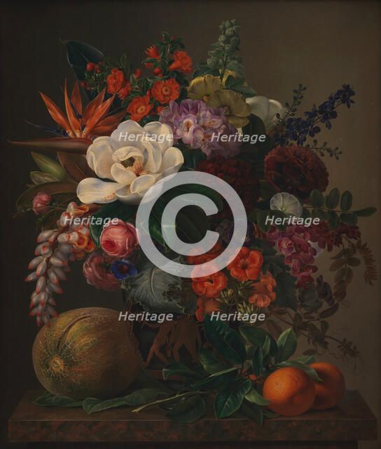Flowers in a Vase, 1834. Creator: Johan Laurentz Jensen.
