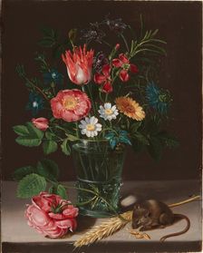 Flowers in a vase with a nibbling mouse. Creator: Peeters, Clara (1594-1658)