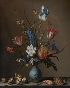 Flowers in a Wan-Li Vase, with Shells, c1620-1650. Creator: Balthasar van der Ast