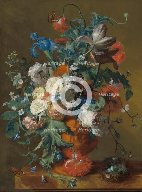 Flowers in an Urn, c. 1720/1722. Creator: Jan van Huysum.