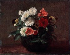 Flowers in an Earthenware Vase 1883. Artist: Henri Fantin-Latour
