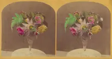 Flowers in clear glass vase, about 1870-1880. Creator: Unknown