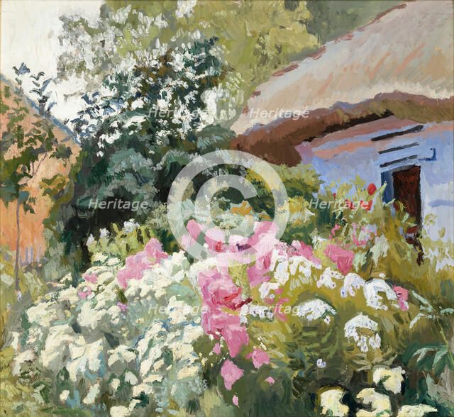 Flowers in Front of the Cottage, between 1903-1907. Creator: Stanislaus Kamocki.