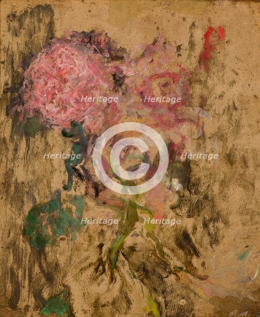 Flowers / Landscape Motif-two-sided painting, after 1930. Creator: Olga Boznanska.