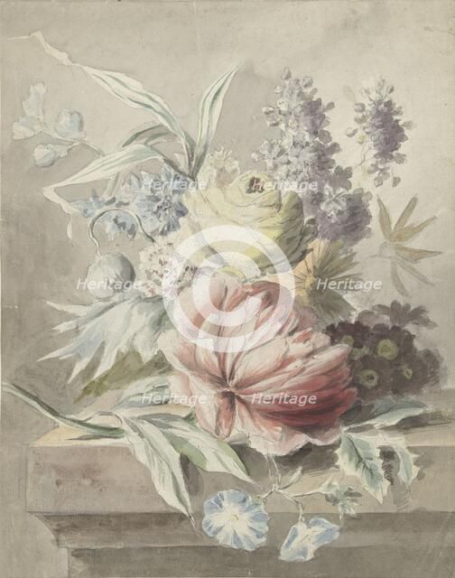 Flowers lying on a plinth, c.1700-c.1800. Creator: Anon.