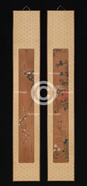 Flowers of Spring and Autumn, shortly after 1701. Creator: Ogata Korin.