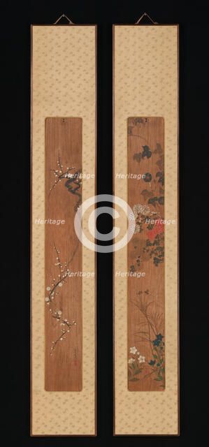 Flowers of Spring and Autumn, shortly after 1701. Creator: Ogata Korin.