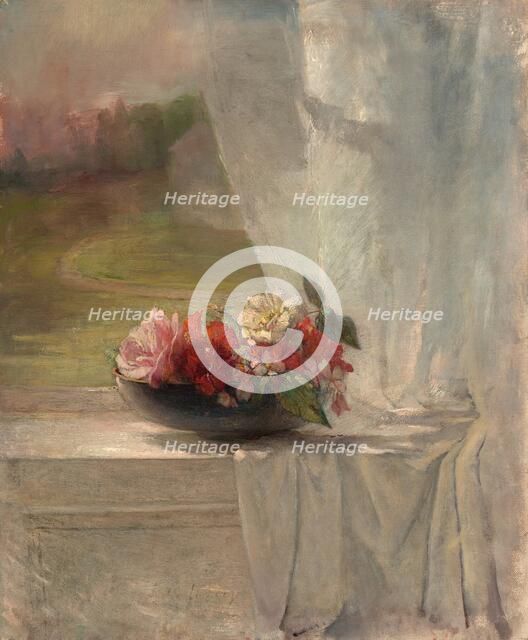 Flowers on a Window Ledge, c. 1861. Creator: John La Farge.