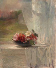 Flowers on a Window Ledge, c. 1861. Creator: John La Farge
