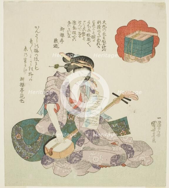 Flowers: Onoe Kikugoro III, from an untitled series of actors representing snow, moon..., c1830s. Creator: Utagawa Kuniyoshi.