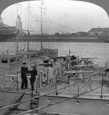 Flotilla of motor boats on the Rhine, c1918-1919.Artist: Realistic Travels Publishers