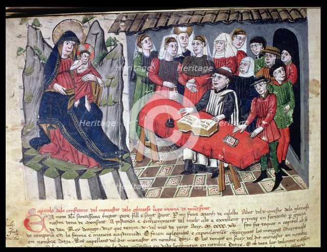 Flourish in the statutes of the brotherhood of Montserrat enacted in 1415 with the members, Minia…