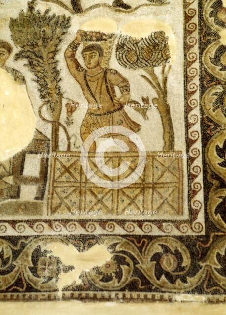 Fruit Collecting and grape treading Mosaic, c3rd century. Artist: Unknown.