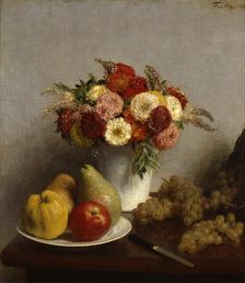 Fruit and Flowers 1865. Artist: Henri Fantin-Latour