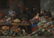 Fruit and Vegetable Market with a Young Fruit Seller, 1650-1660. Creator: Jan van Kessel