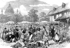 Fruit and vegetable market, Vienna, 1873. Creator: Unknown