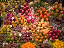 Fruit and vegetables at La Bouqueria, Barcelona, Spain, 2020. Creator: Ethel Davies