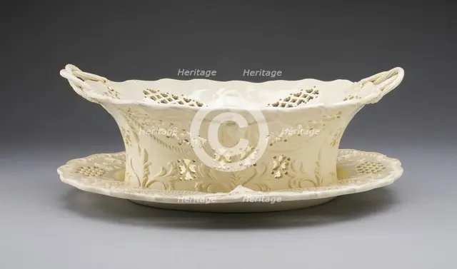 Fruit Basket and Stand, Yorkshire, 1780/1800. Creator: Leeds Pottery.