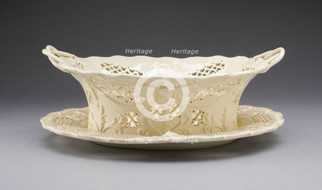 Fruit Basket and Stand, Yorkshire, 1780/1800. Creator: Leeds Pottery.