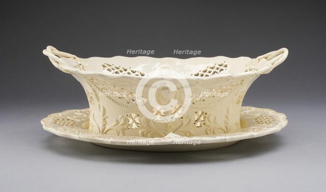 Fruit Basket and Stand, Yorkshire, 1780/1800. Creator: Leeds Pottery.