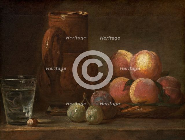 Fruit, Jug, and a Glass, c. 1726/1728. Creator: Jean-Simeon Chardin.