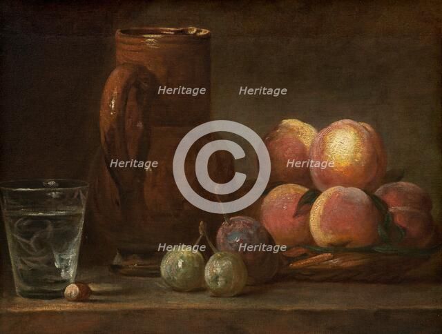 Fruit, Jug, and a Glass, c. 1726/1728. Creator: Jean-Simeon Chardin.