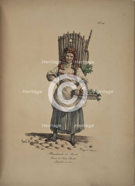 Fruit seller. From the Series "Cris de Paris" (The Cries of Paris), 1815. Creator: Vernet, Carle (1758-1836).