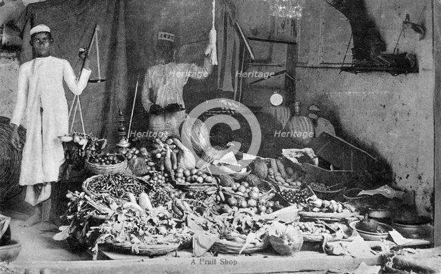 Fruit shop, India, early 20th century. Artist: Unknown