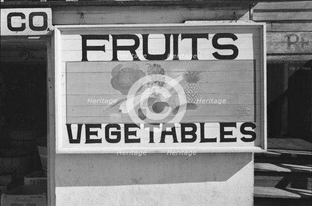 Fruit sign, Beaufort, South Carolina, 1936. Creator: Walker Evans.