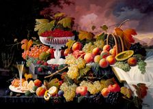 Fruit Still Life in a Landscape, between c1862 and c1872. Creator: Severin Roesen