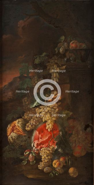 Fruit Piece with a Landscape Background. Creator: Giovanni Paolo Spadino.