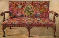 Fruit Wood Settee with Embroidery, Early 18th Century (1929)
