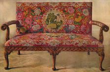 Fruit Wood Settee with Embroidery, Early 18th Century (1929)