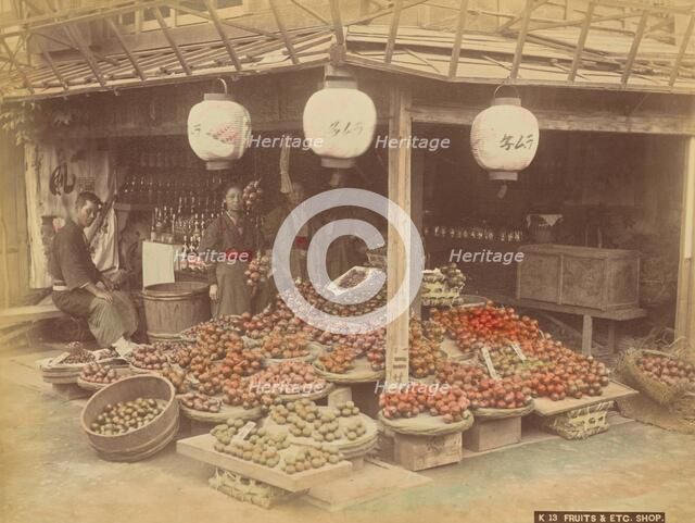 Fruits and Etc. Shop, 1870s-1890s. Creator: Kusakabe Kimbei.
